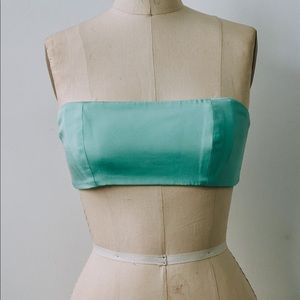 Aqua silk bandeau top NWT